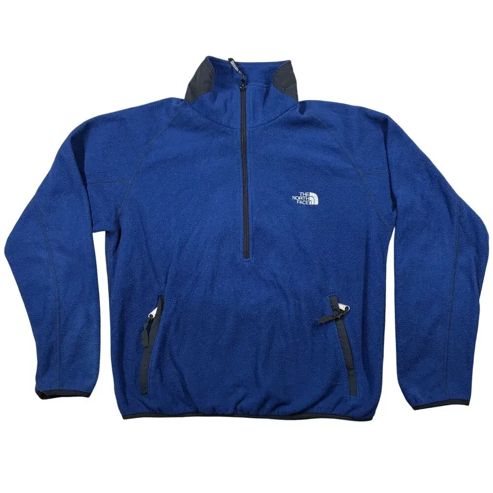 Vintage The North Face Jacket Medium Blue Cozy Fleece 1/2 Zip Pullover USA Made